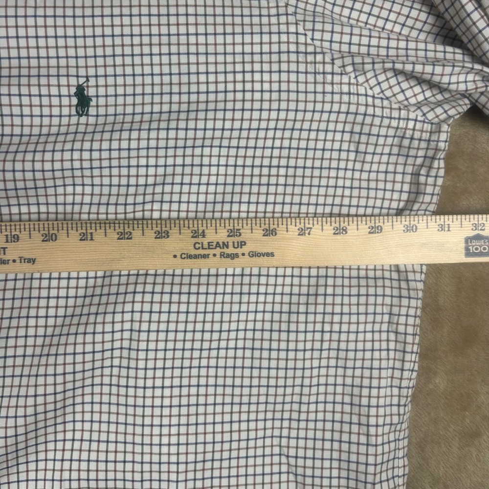 Ralph Lauren Classic Fit 3XLT Tall Button Down Shirt White Blue Brown Check 1797 - Picture 3 of 8